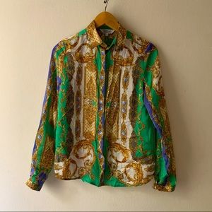 versace style print satin shirt